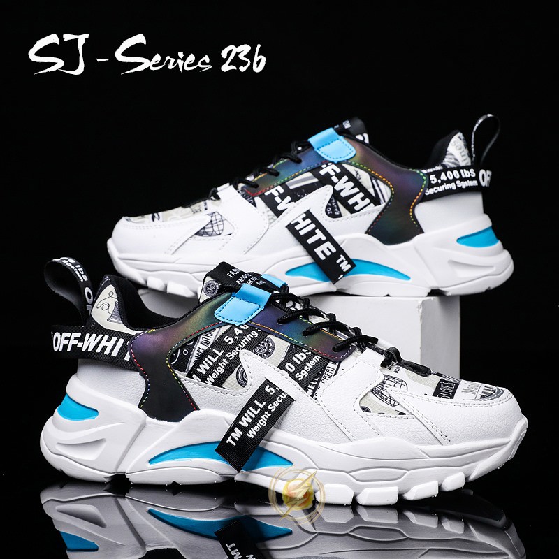 [OOS] (FREE BOX &amp; KAOS KAKI) Sepatu Sneakers Fashion Pria - Sepatu Casual Hangout Trendy Kualitas Super Premium-236-Blue