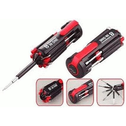 (COD) Obeng 8 in 1 Senter Lampu led multifungsi perkakas Screwdrivers travel