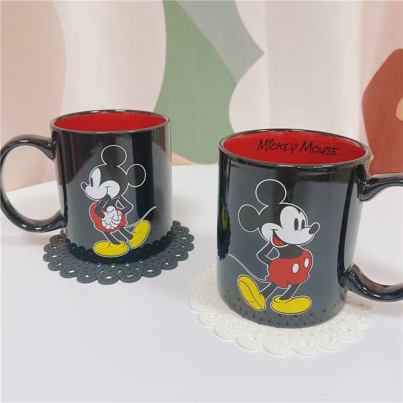 Mug Gelas Cangkir Keramik Mickey Mouse Black Gambar Bolak Balik