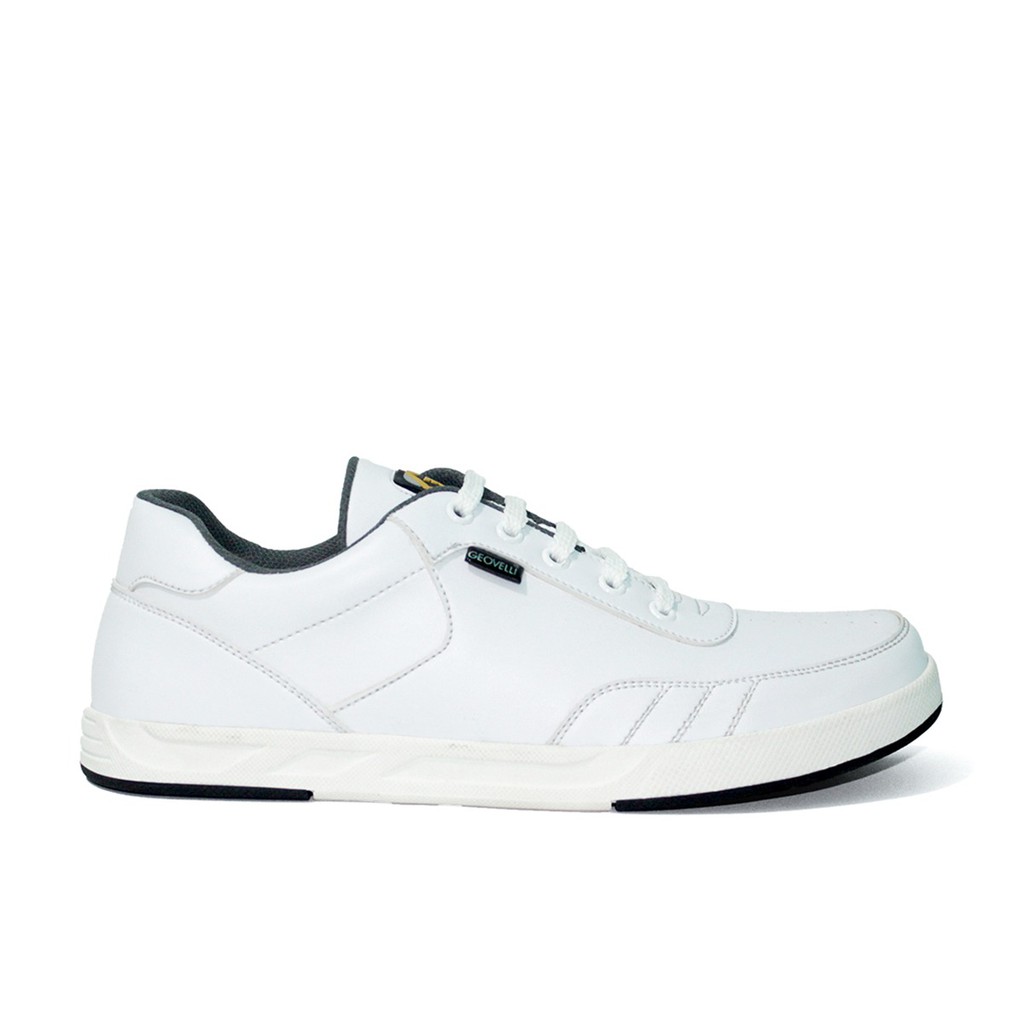 New Arrival Sneakers Men Shoes Full White Sepatu Pria Sneker Cowok Warna Putih Brand Geovelli Murah