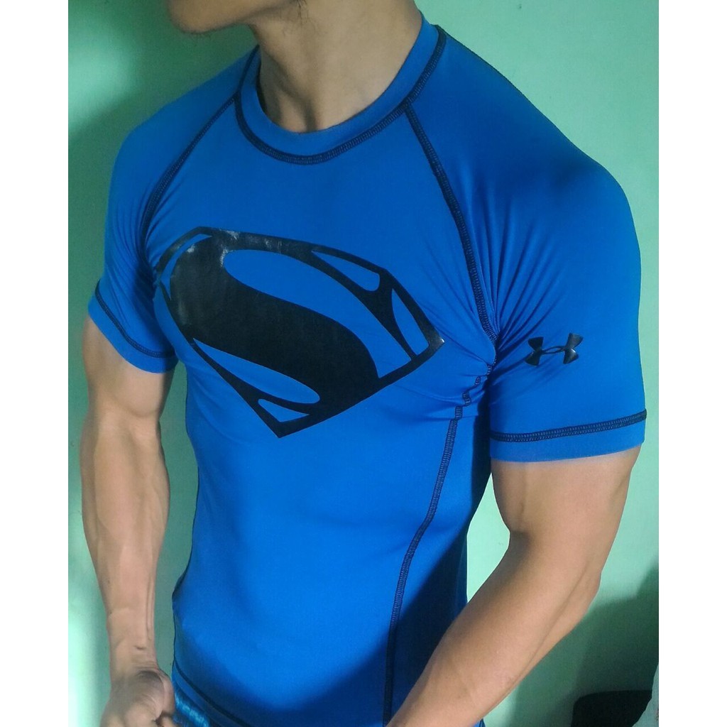 KAOS PRIA COWOK GYM FITNESS LYCRA SUPERHERO SUPERMAN