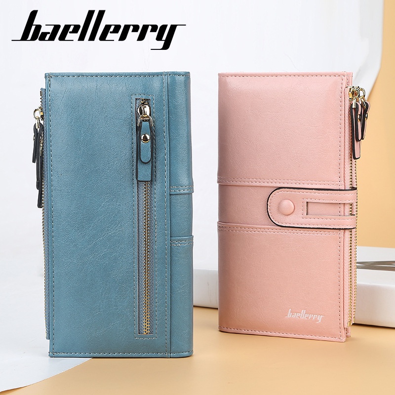 [BISA COD] BAELLERRY N1825 Dompet Wanita Panjang Bahan Kulit PU Leather Premium