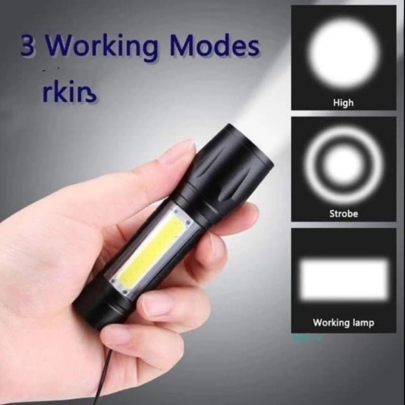 Senter Mini / Senter Pocket mini / Senter Swatt / SENTER LED MINI USB RECHARGER WATERPROOF/SENTER SWAT MINI ZOOM SENTER POLICE LED MINI ZOOM CAS CHARGE 3 FUNGSI/Senter Mini XPE Super Terang COB LED Zoom Swat Police Light Recharger