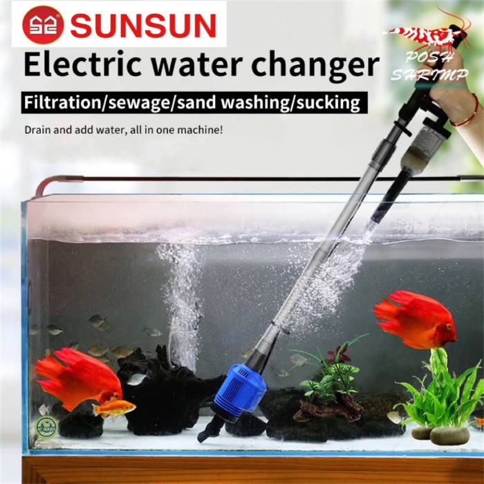 NEW PRODUCT SUNSUN HXS 02 Penyedot Air Aquarium Vacuum Listrik Sand Gravel AR329