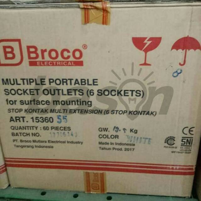 Stop Kontak Arde 6 Lbg Outbow BROCO (Child Protective) Non CP.