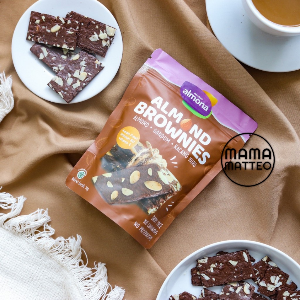 BAREFOOD ALMONA Almond Brownies Original Choco Cheese 50gr / Snack Sehat / Dairy Free / No Preservative / No Coloring / BANDUNG