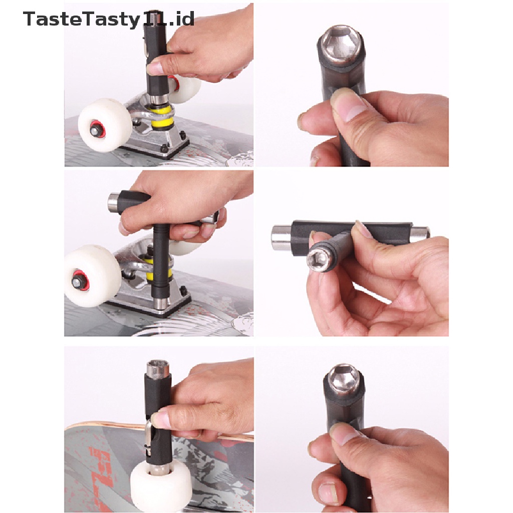 Kunci Pas Multifungsi Bentuk T Untuk Reparasi Skateboard / Roller Skate