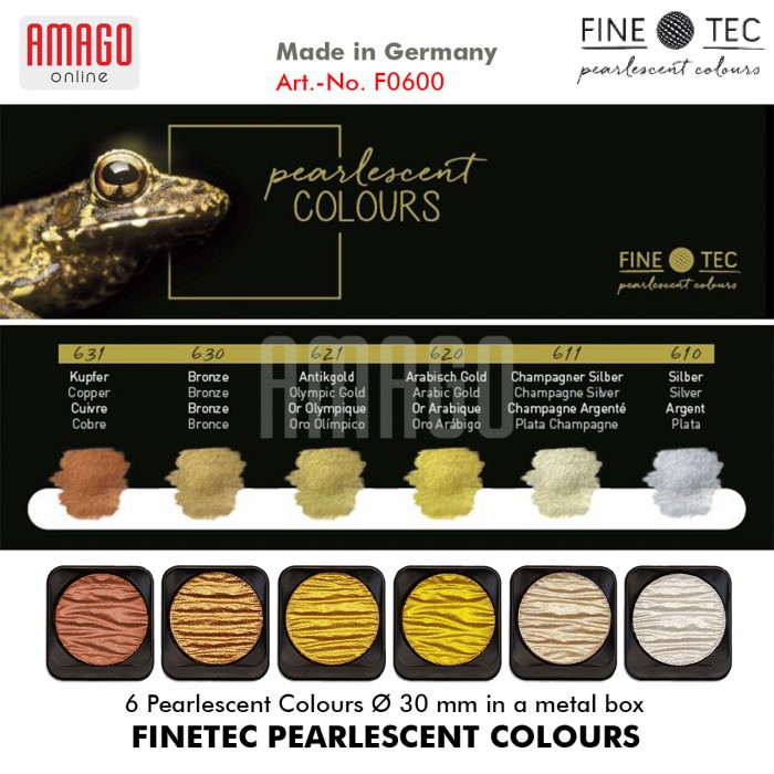 FINETEC - Pearlescent Colours 6 pcs/set in metal box - 30mm - F0600