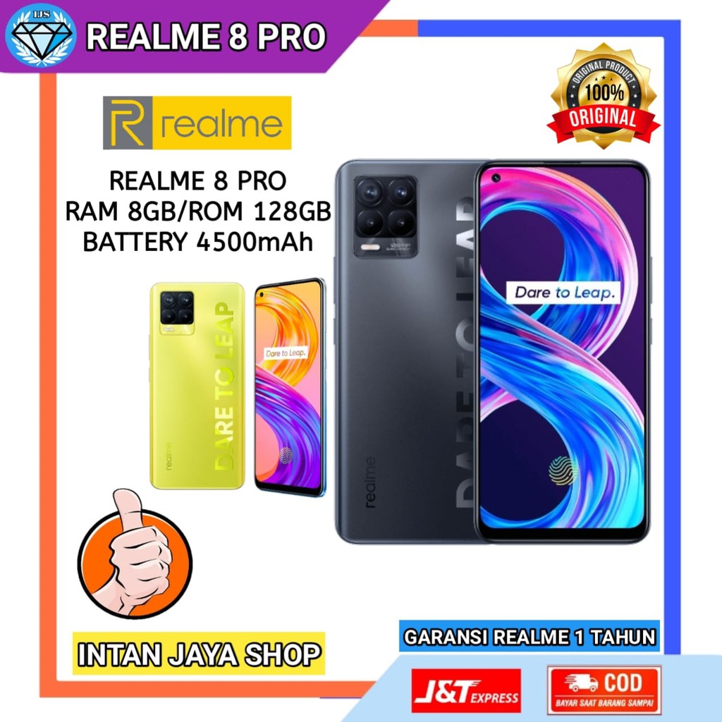 Hp terbaru handphone realme 8 pro NFC murah Ram 8gb Rom 128gb garansi indonesia