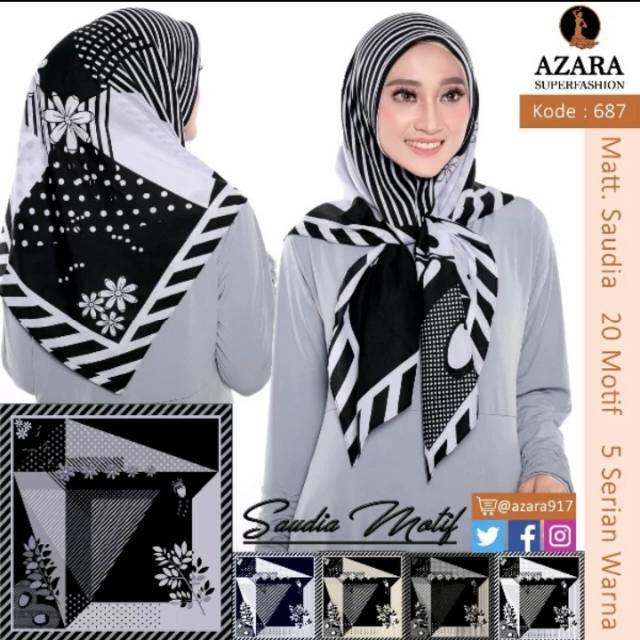 KERUDUNG JILBAB SEGI EMPAT MOTIF AZARA