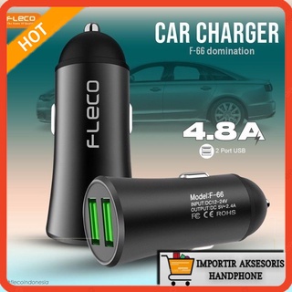 CAR CHARGER FLECO F-66 4.8A 2 Port Usb Batok Saver Mobil Fast Charging Premium Quality