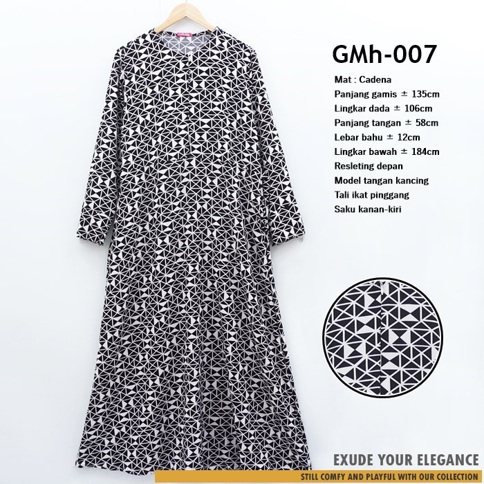 Gamis Busui motif bahan Katun Cadena