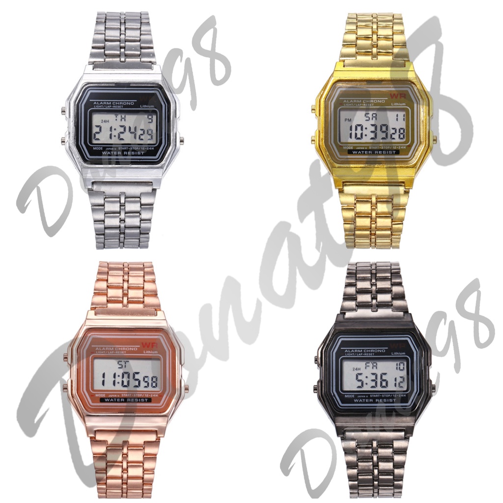 Jam Tangan Model Casio Digital Led Rantai Untuk Wanita Dan Pria