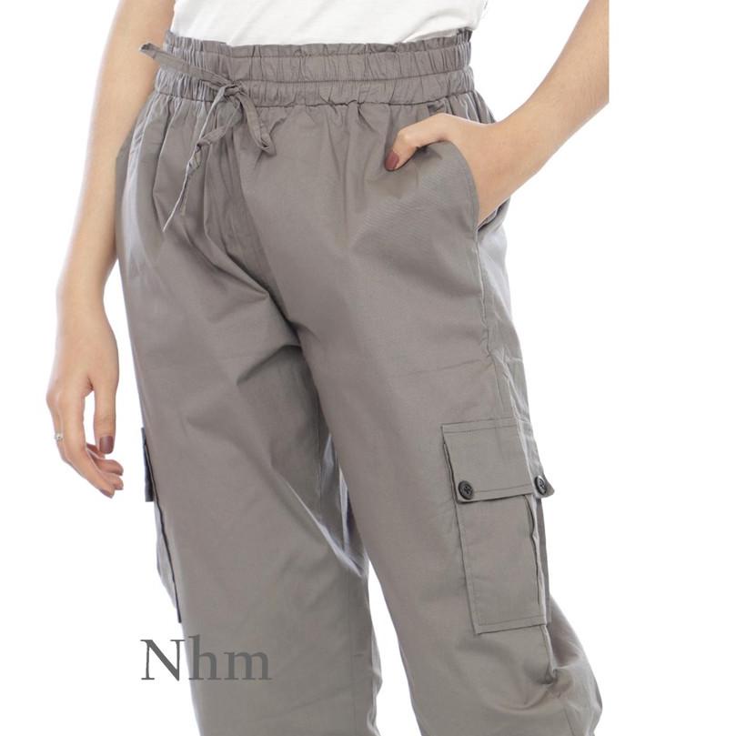 ➮ Celana Pendek Wanita 7/8 Kantong Cargo Jumbo Nhm ◊