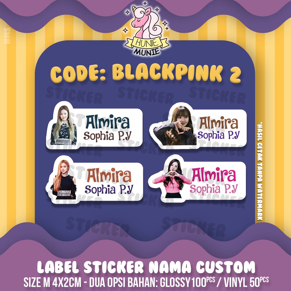 

Sticker Nama Custom - Black Pink (100pcs) Stiker