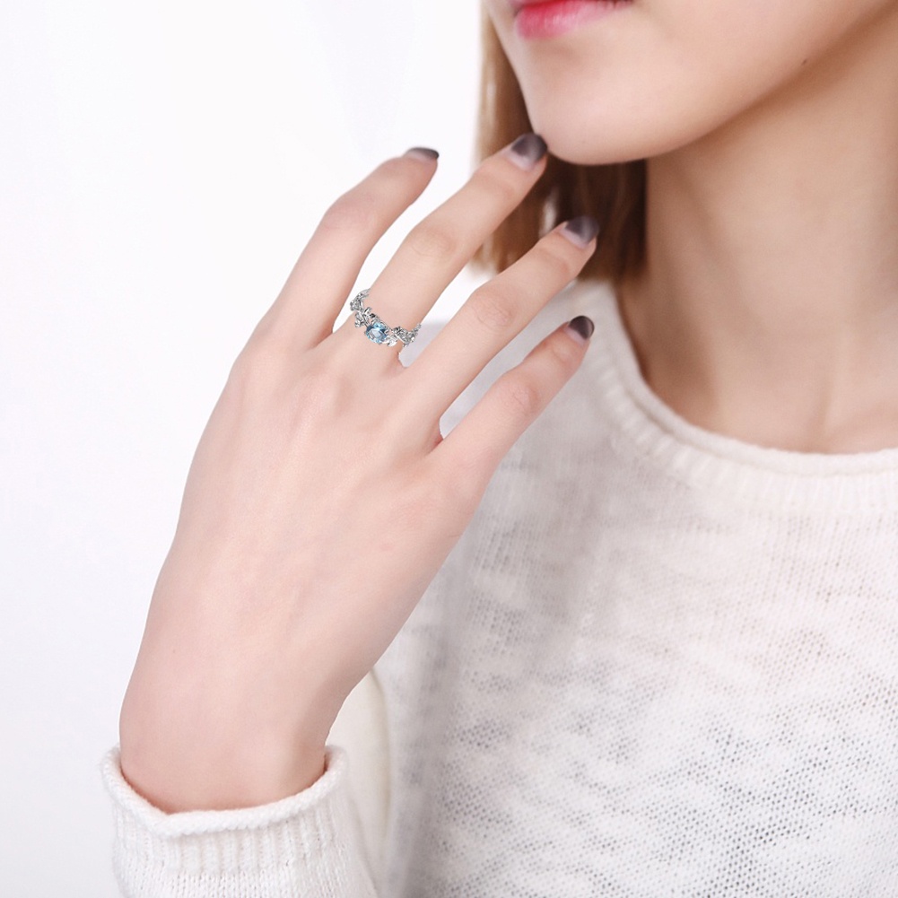 Hu Hu Hu Hu Hu Alat Bantu Pasang Kacamata♡ Cincin Desain Daun Aksen Berlian Imitasi Bahan Alloy Untuk Wanita