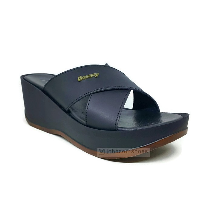 [ Johnson Shoes ] Sendal / Sandal Kulit Wanita SAVORY - GE 142 Black / Hitam 100% MURAH