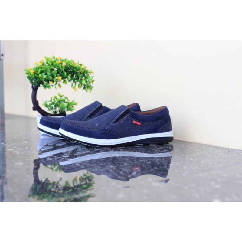 SEPATU CASUAL COWOK -SEPATU SLIP ONE - SEPATU SANTAI KANTOR.-Navi