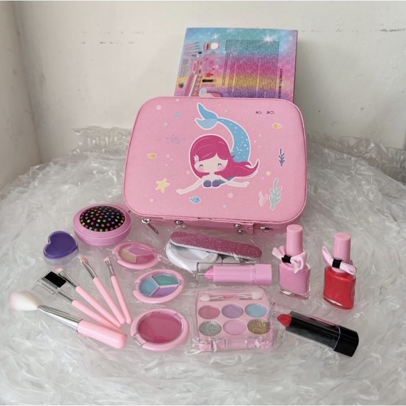 children pretend plays make up kit set mainan make up anak dengan fungsi asli - kado anak cewek