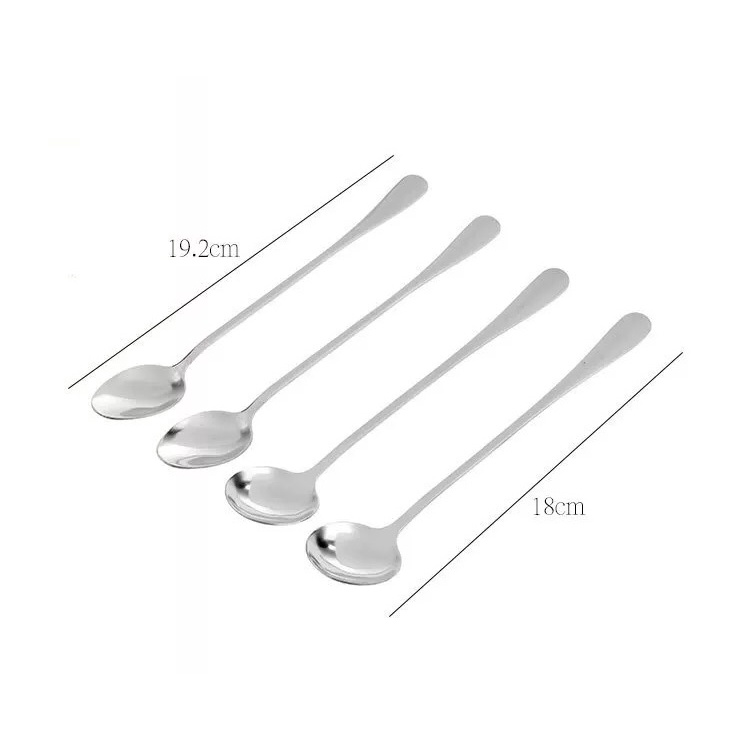 KAISSO - SENDOK PENGADUK MINUMAN KOPI TEH STAINLESS STEEL GAGANG PANJANG OVAL DESSERT SPOON SERBAGUNA | SENDOK STAINLESS PANJANG OVAL &amp; BULAT | SENDOK ES KOPI PANJANG | SENDOK ADUK MINUMAN PENGADUK KOPI TEH COCKTAIL GAGANG PANJANG STAINLESS STEEL