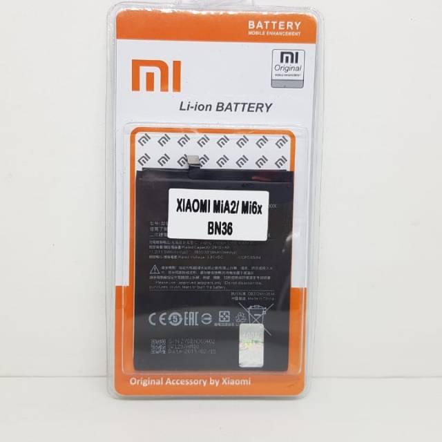 Baterai Xiaomi Mi A2 Batre Xiaomi BN36 Baterai Xiomi Mi 6X Mi6x Baterai Xiomi BN36 3010mAh