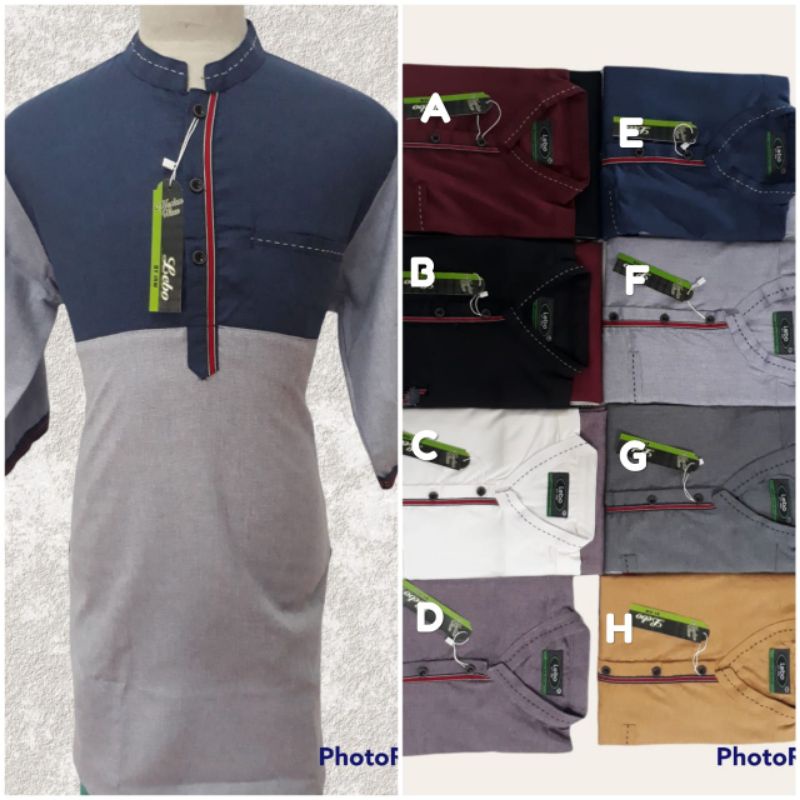 Baju Koko Muslim Lebo Kurta tangan 3/4 kemeja Pria Laki ALMIA pakaian kaos gamis jubah lebaran