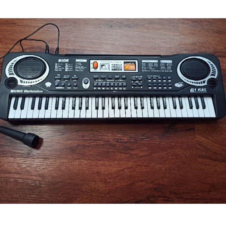 keyboard music key board Digital Electronic key board elektrik 61 Keys Grab medan MQ-6106 Black grab