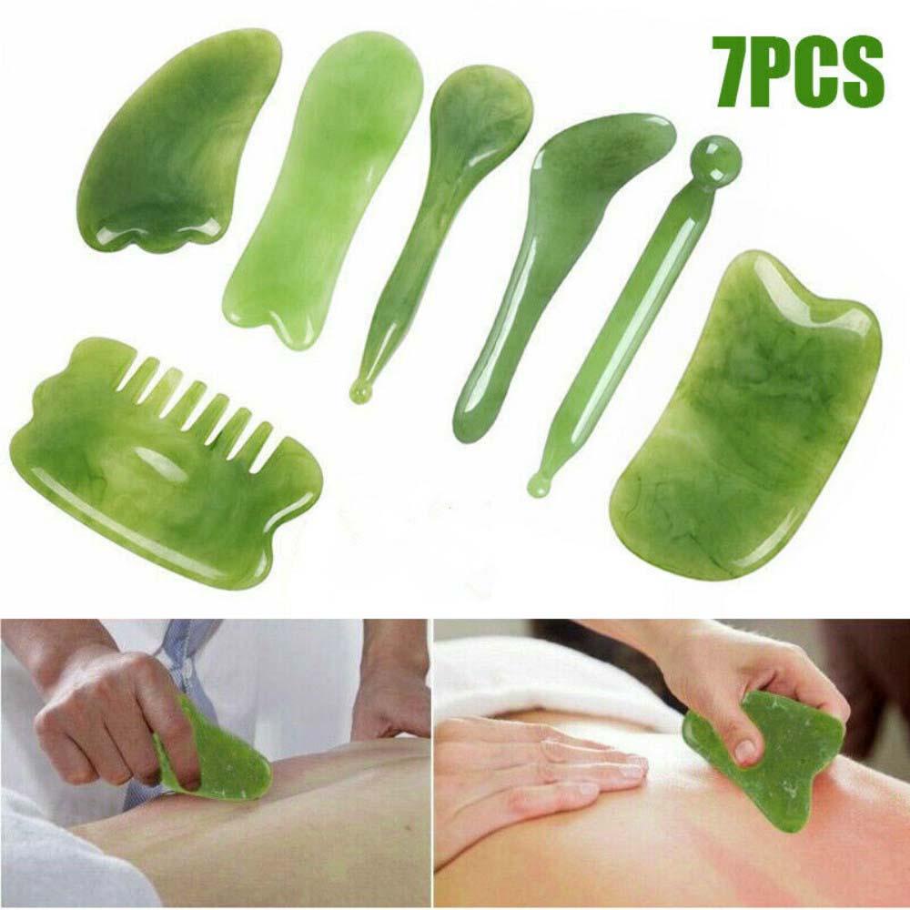 Agustin Gua Sha Papan Set Wanita Perempuan Resin Alami Kuarsa Tubuh Emerald Green Massager