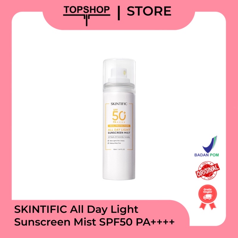 SKINTIFIC All Day Light Sunscreen Mist SPF50 Pa++++