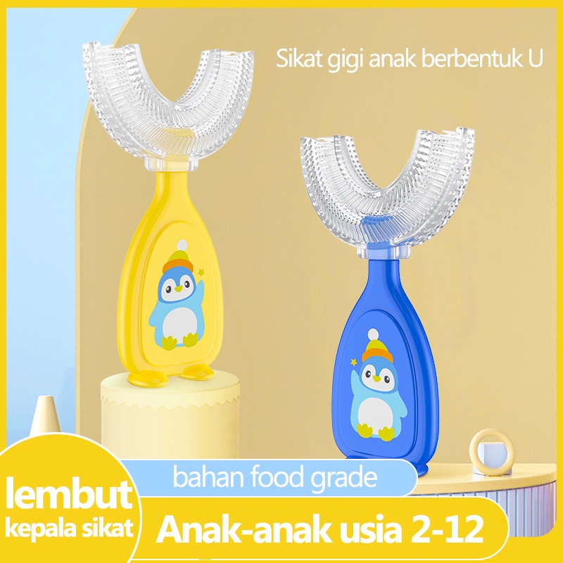 Sikat Gigi Bentuk U Bahan Silikon Untuk Anak Bayi S untuk 2-6 tahun L untuk 6-12 tahun /C 59-60