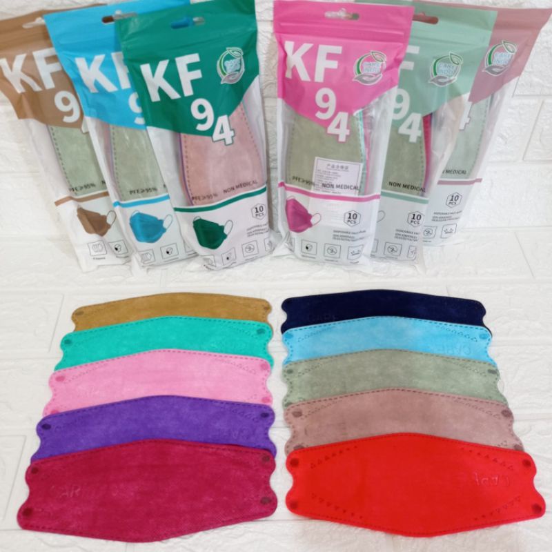 Masker KF94 CareIndo Warna Mix isi 10pcs Earloop / Masker Mix Warna KF94 / masker Kf94