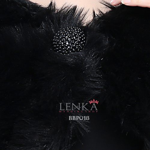 [PALING MURAH] WEDDING PESTA BOLERO BULU HITAM MODERN OUTER FUR WANITA BBP018