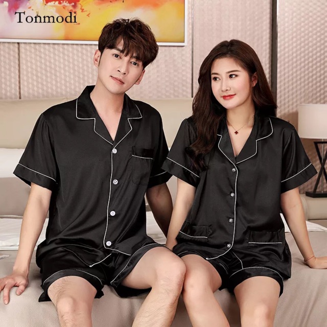 Hotpant piyama couple satin premium/setelan piyama polos satin