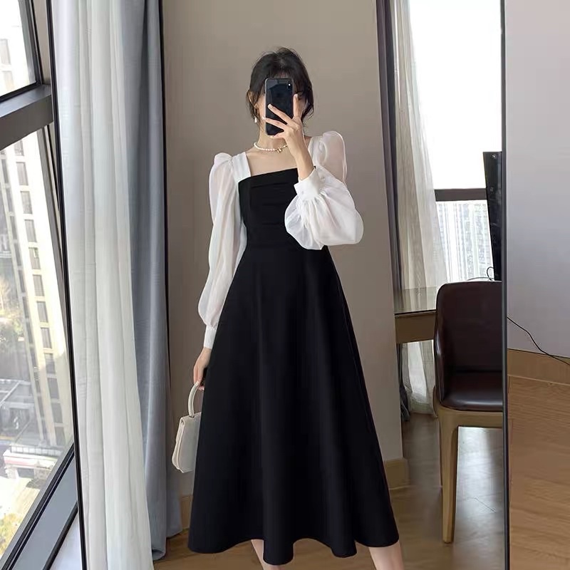 middi dress korean style/ midi dress korean style/ midi dres korean style Dress Midi Wanita | Gaun Hitam Polos M33/ pakaian korea/ baju korea/ baju wanita /midi dress termurah