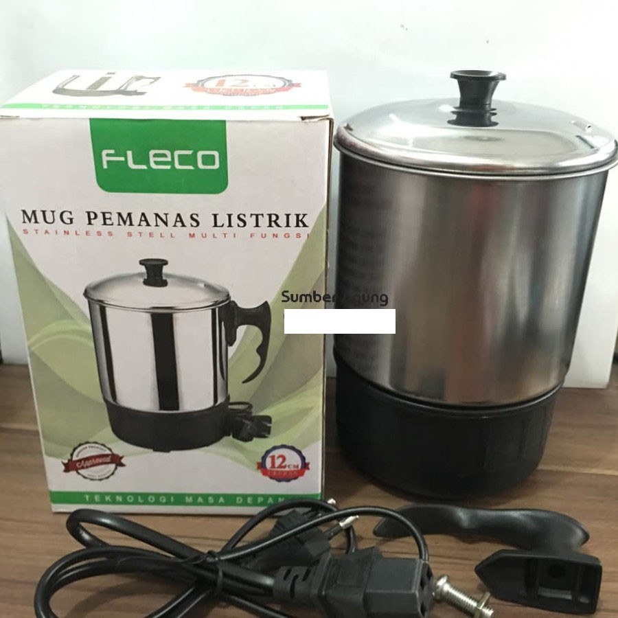 Mug Pemanas Listrik Fleco 12cm Memasak Air Portable Otomatis