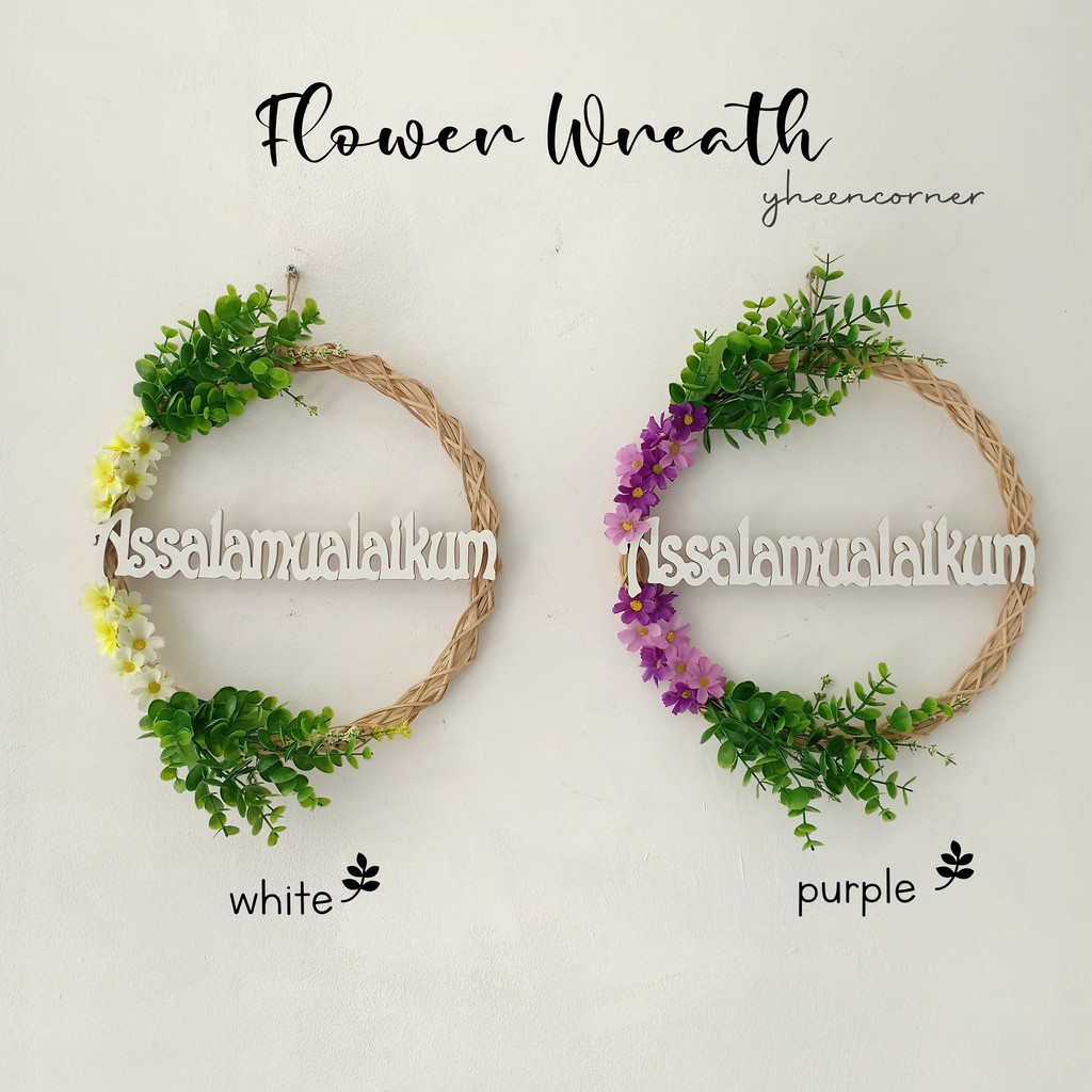 FLOWER WREATH Assalamualaikum Hiasan Dinding Hiasan Pintu