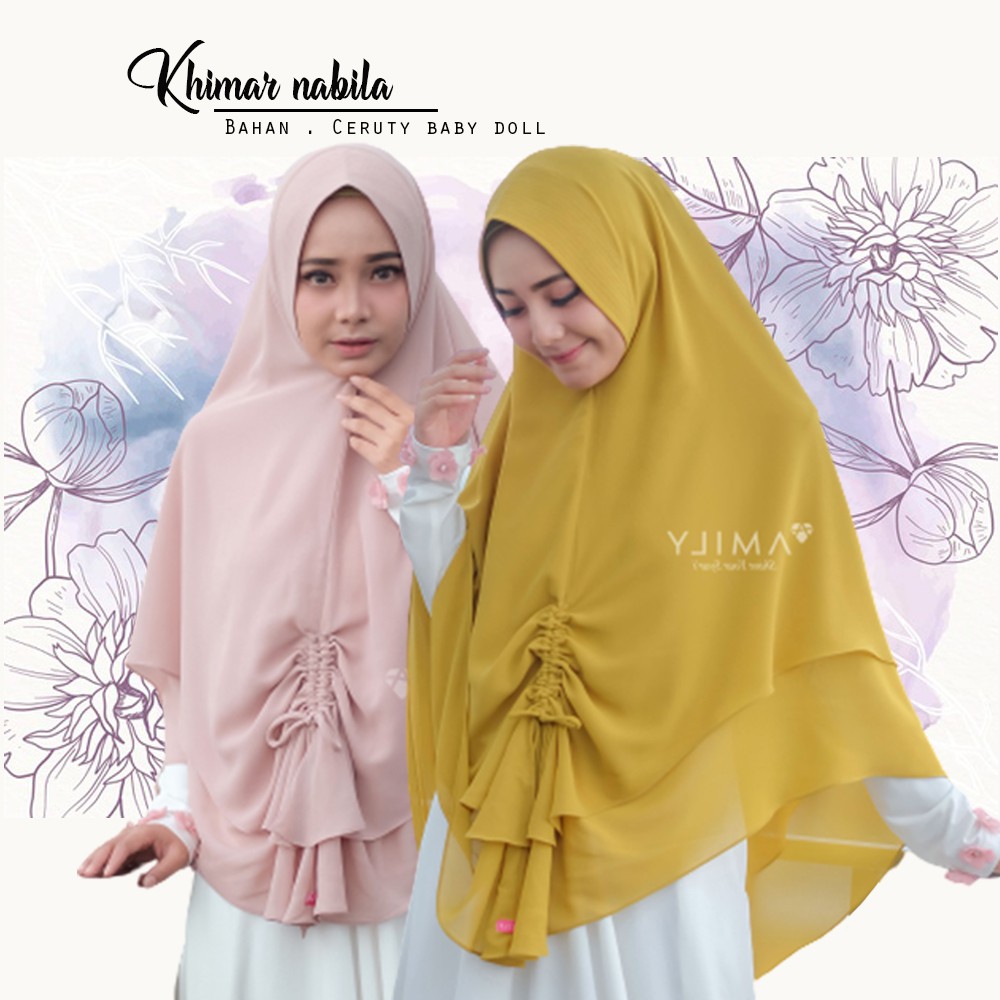 Khimar 2 Layer Jumbo Ceruty Kerudung Syari Jumbo Jilbab Khimar Jumbo 2 Layer Ceruty Nabila N1