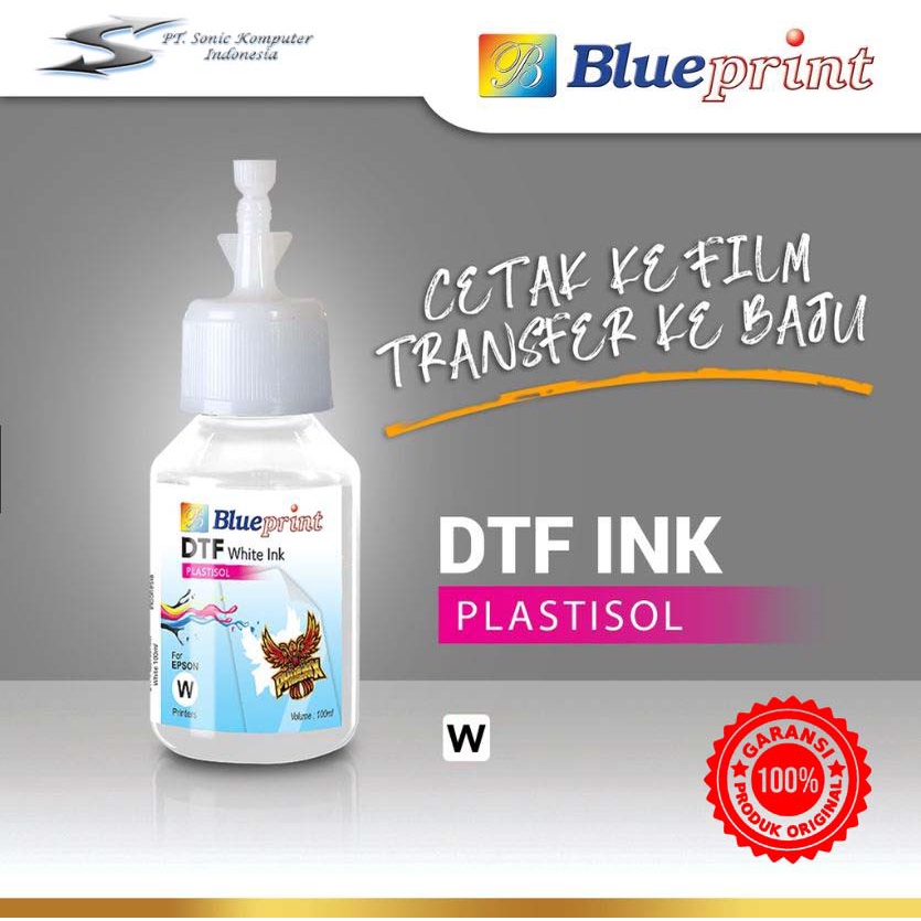 Tinta DTF BLUEPRINT ORIGINAL , DTF INK 100ml CMYKW , Print Baju , Sablon, Textile