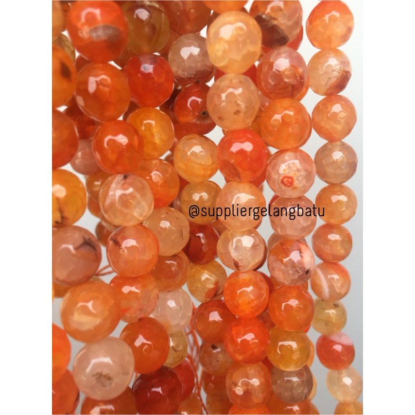 Batu Carnelian serat orange 10mm CUTTING natural oren bahan alam craft aksesoris fashionita supplier