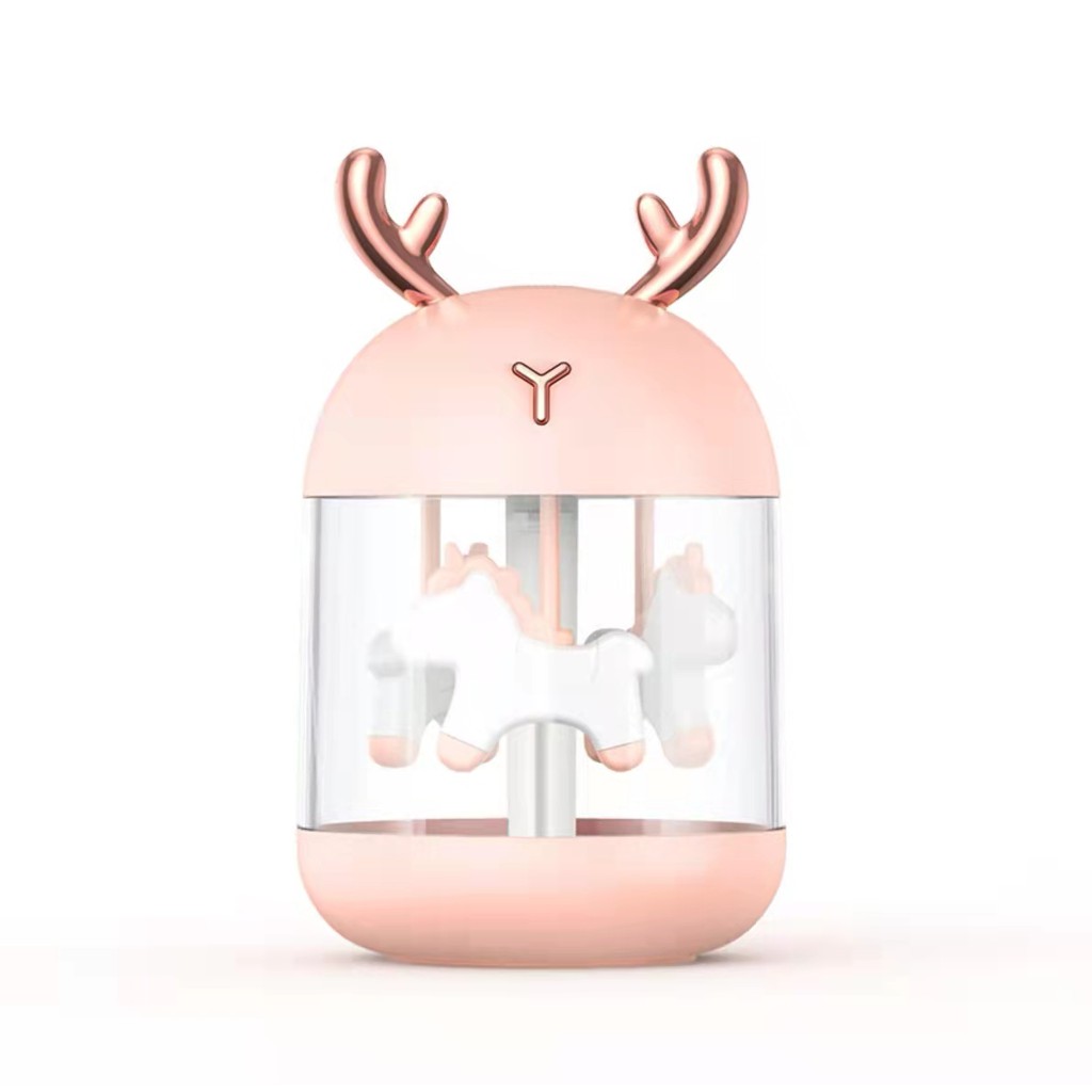 Humidifier Diffuser Aromatheraphy 300 ML with 7 Colour LED Light - Pelembab Ruangan-Rusa Pink K5