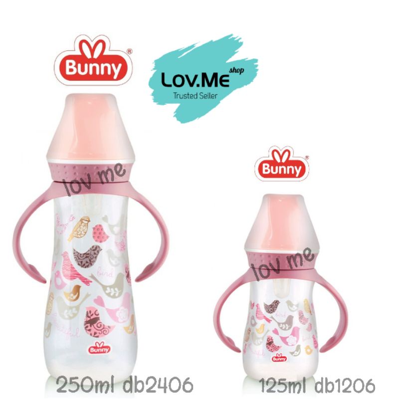 lov me❤ Lusty Bunny Regular Bottle Botol Susu dot Bayi With Handle With Overmolded Hood db1206 db2406 125ml 250 ml