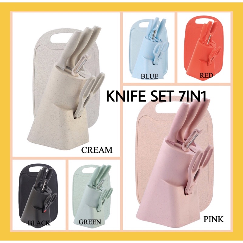 7 in 1 Kitchen Knife Set / Talenan, Pisau, Pengupas, Gunting Dapur Set / Pisau Set