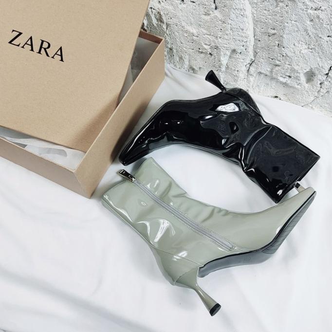 (100% ORIGINAL) ZARA Glossy Heeled Boots termurah