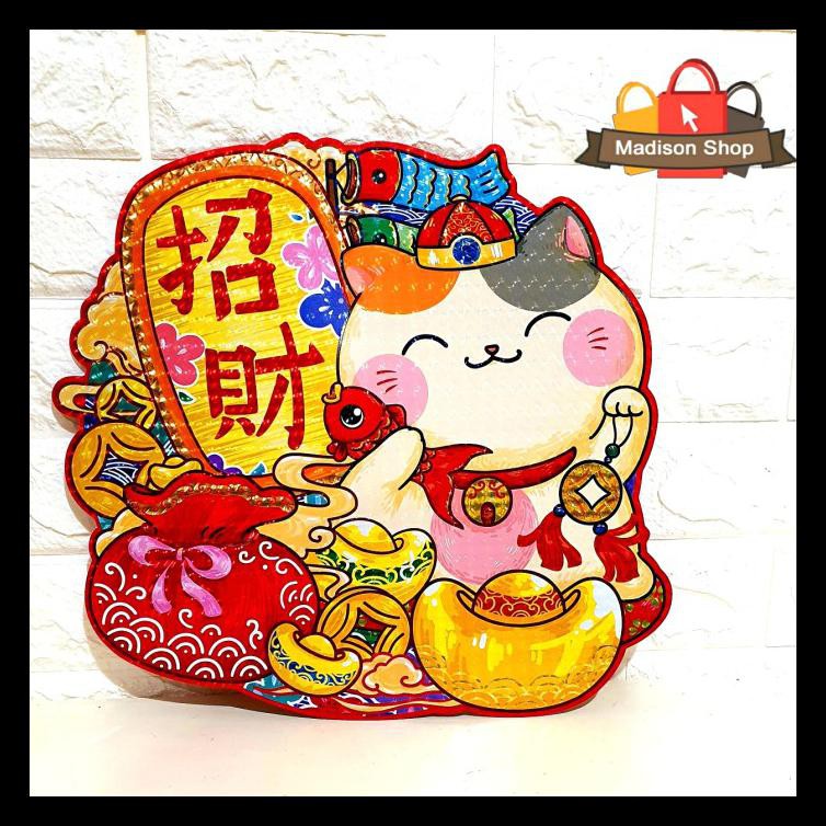 

TEMPELAN KUCING HOKI MANEKI NEKO IMLEK STICKER FU DEKORASI PARCEL - KECIL 3D52 TERMURAH