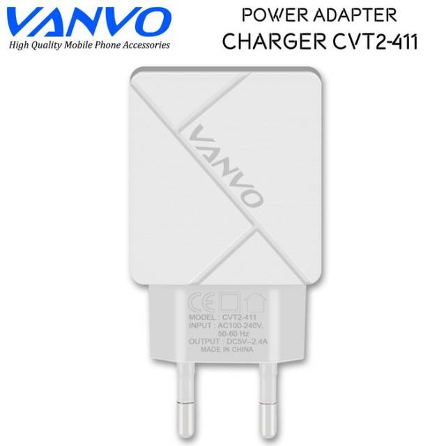 Kepala Batok Charger Vanvo 2.4 A CVT2-411 Original