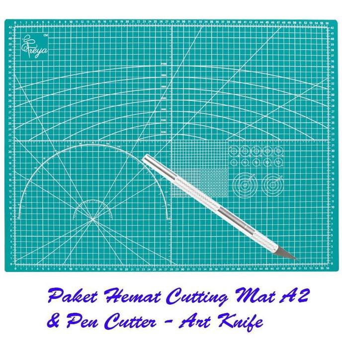 

✨BISA COD✨ Paket Hemat Cutting Mat A2 Double Side & Pen Cutter Design Knife