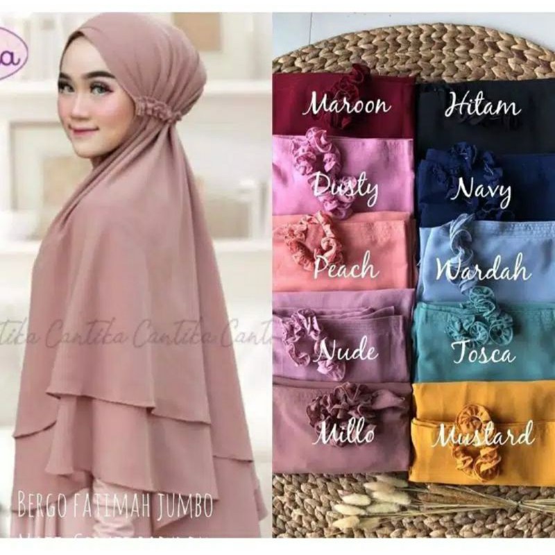 Bergo Maryam jumbo 2 layer tali kriwil