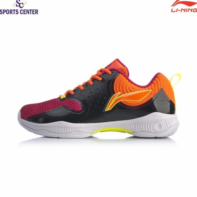 Clear Sale Sepatu Badminton Lining Halberd TD Cushion AYTQ049 Blk/Org HEMAT