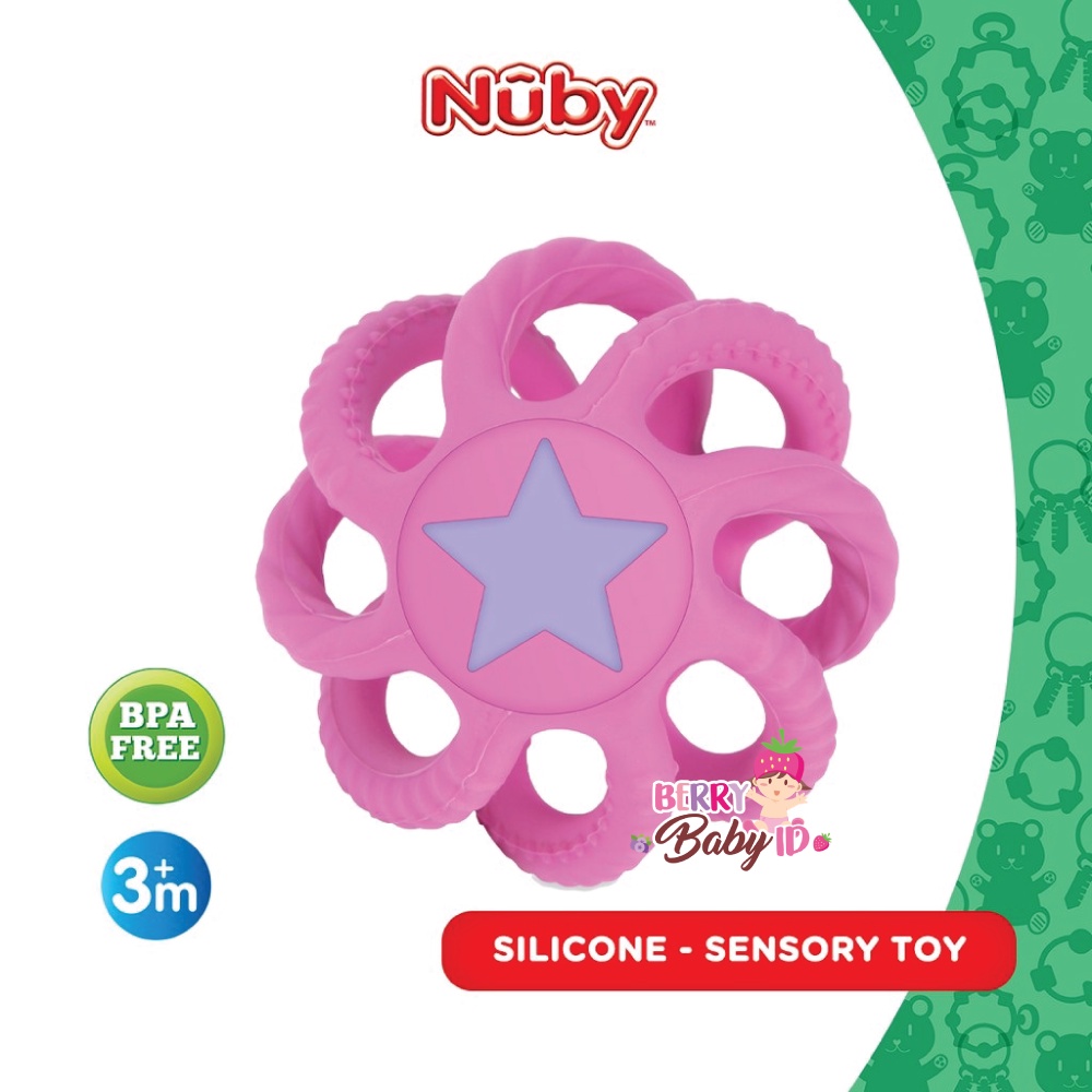 Nuby Silicone Collapsible Ball Mainan Gigitan Bola Bayi Silikon 3m+ Berry Mart