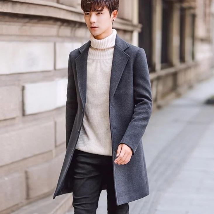 (T-IMI (☼ [BISA COD]Jas jubah pria keren Mantel panjang pria longcoat winter pria jaket panjang pria